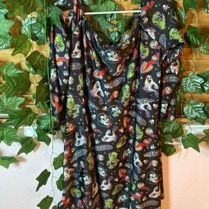 Sourpuss off the shoulder print dresa